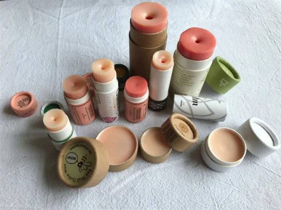 Maßgeschneiderte runde Deodorant-Papierverpackung im Großhandel, ölbeständiges Zylinderrohr aus Kraftpapier für Lippenbalsam